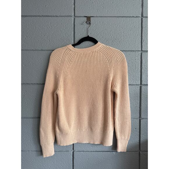 Women's J.Crew Crew Neck Cotton Fisherman Sweater in Cream size XS Quiet Luxury - Picture 4 of 5